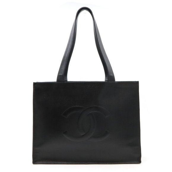 CHANEL Black Caviar Leather Logo Shoulder Bag - Picture 1 of 9